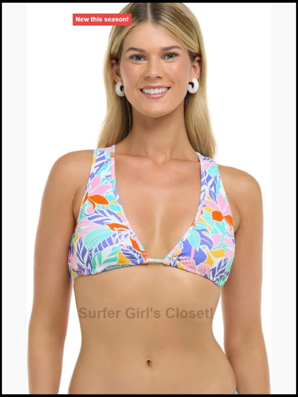 Deep-V Bikini Top - Adjustable Straps Removable Cups
